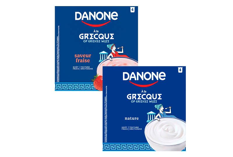 Danone op Griekse Wijze yoghurt natuur, aardbei of citroen