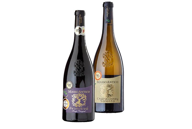 Masso Antico Italië bio chardonnay salento wit of bio primitivo rood