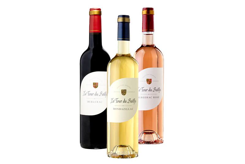 La Tour du Bailly AOC Bergerac Frankrijk rood, wit, rosé of Monbazillac Frankrijk wit zoet