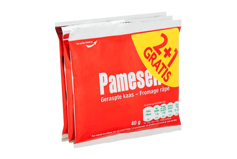 Pamesello geraspte kaas, bij aankoop van 1 promopack