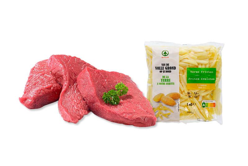Gratis Spar verse frieten 1 kg bij aankoop van 500 g rumsteak rund
