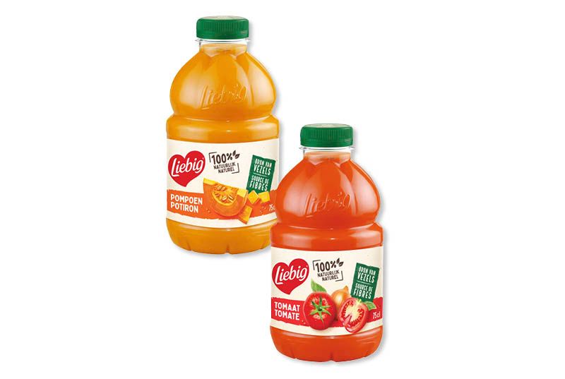 Liebig soep in fles tomaten, 5 groenten of pompoen